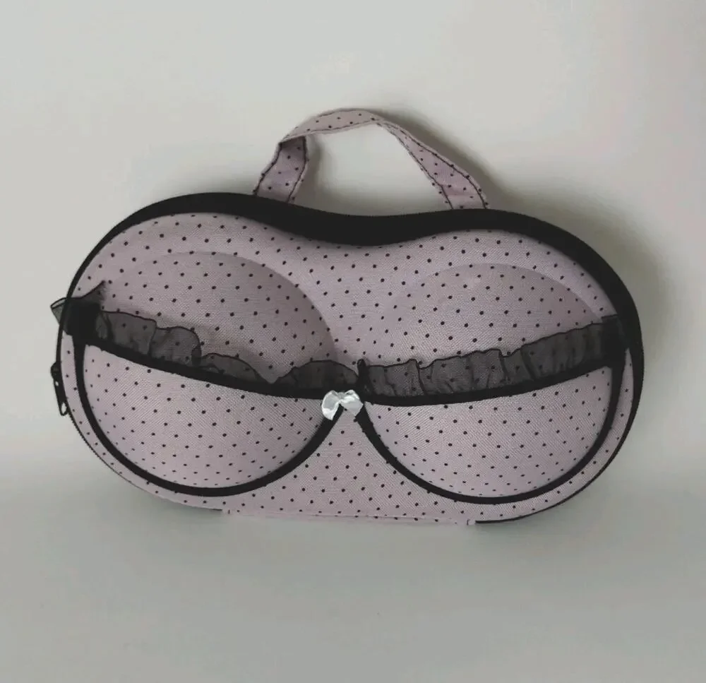 Travel Bra & Underwear Organizer Bag Pink Portable Lingerie Storage Case W/Mesh